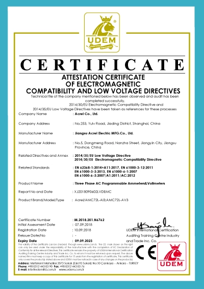 ce for amc72l ai3 three phase ac programmable ammetersvoltmeters