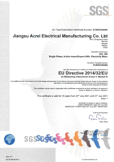 mid for adl200 single phase energy meter